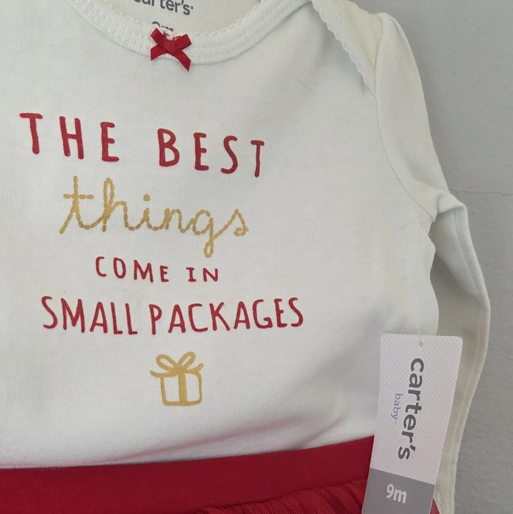 Carter’s Baby Girl Red Tutu Leggings Onesie Set NWT 9M